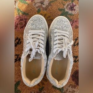 Betsey Johnson Glittering Silver Sneakers Size 5.5 W